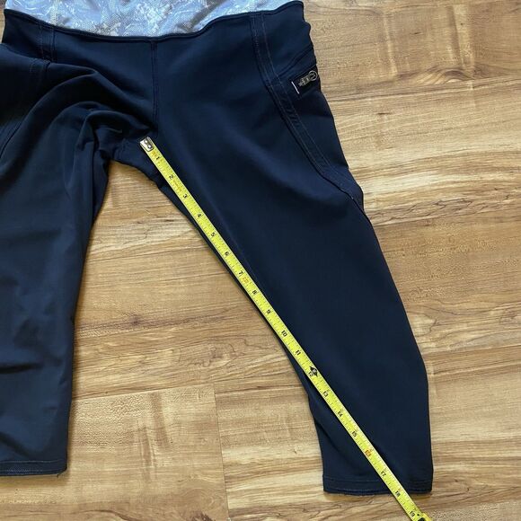 LULULEMON 4 Black Fast Free Crop Luxtreme 18” Ruched Leggings Floral Waist Run - Picture 8 of 16